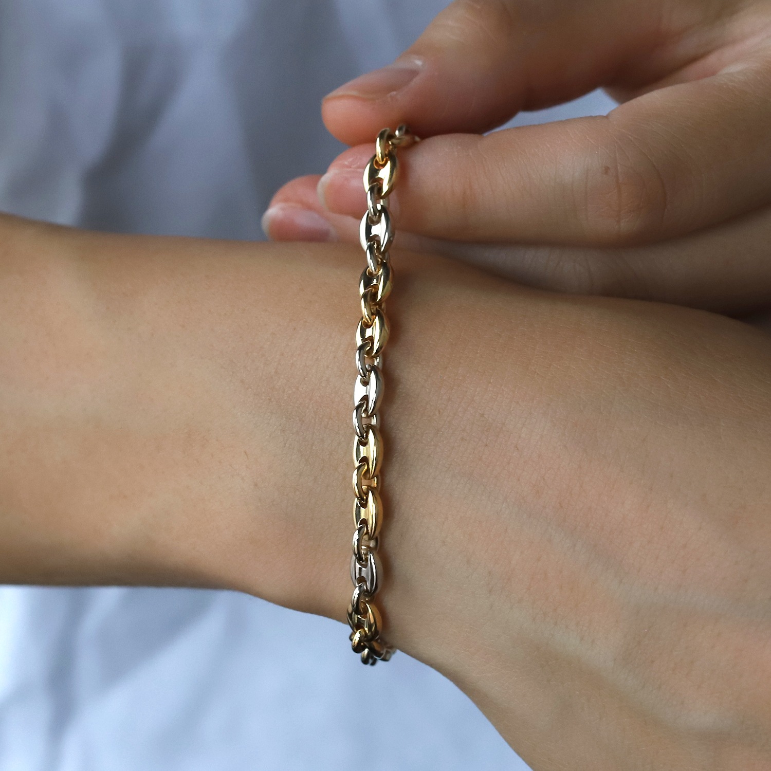 【VINTAGE】Cartier Marine Chain bracelet 18k YG/WG