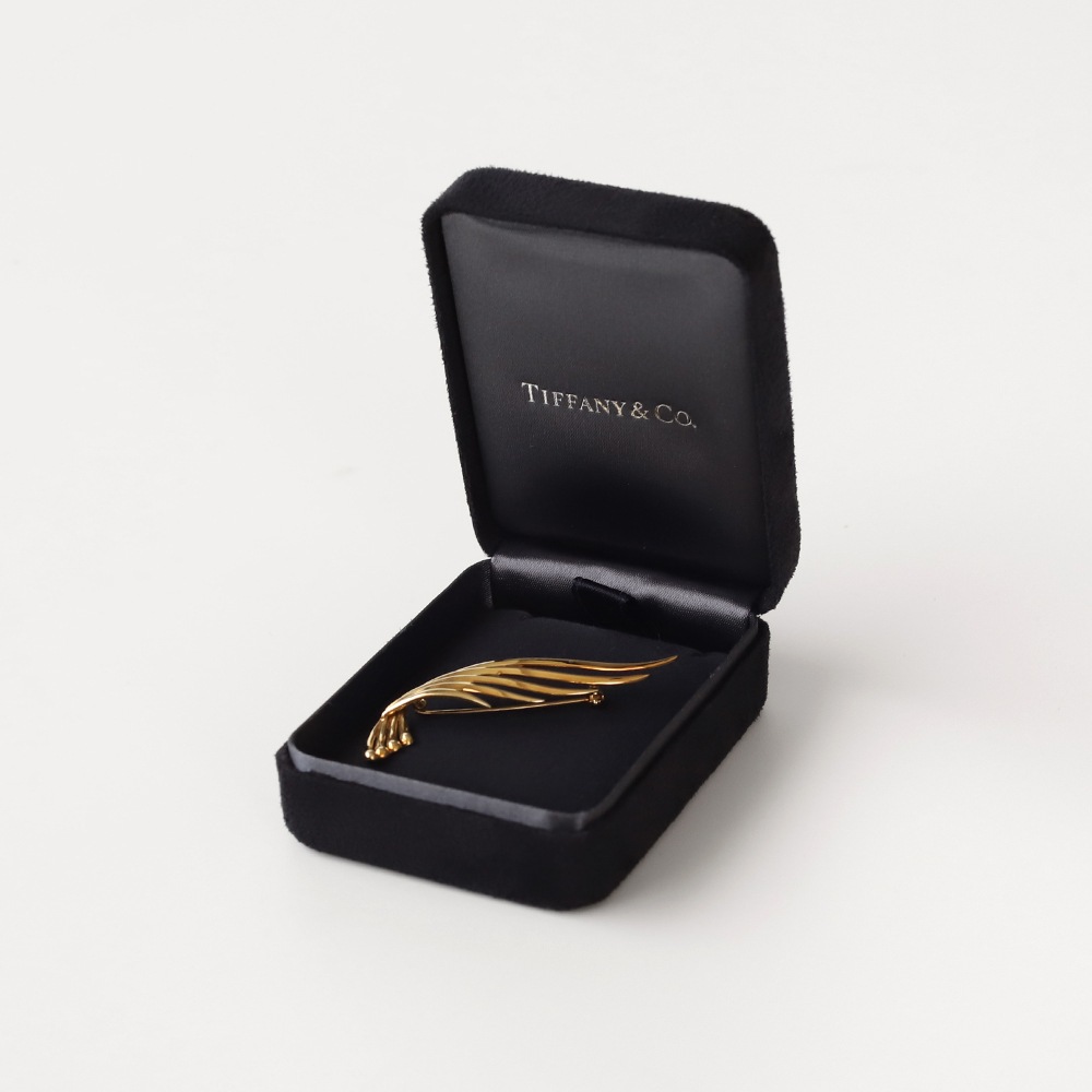 【VINTAGE】TIFFANY&Co. <br>14k Gold Feather Brooch Made in Germany