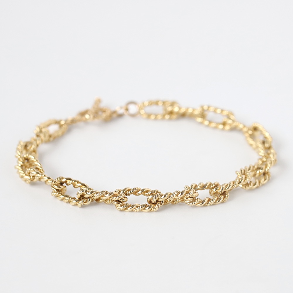 【1970s】TIFFANY&Co. 14k Gold Twist Chain Bracelet