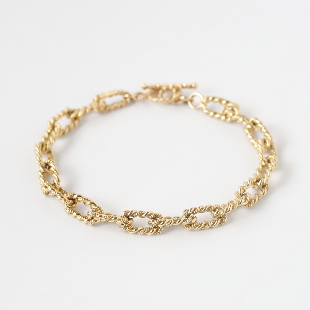 【1970s】TIFFANY&Co. 14k Gold Twist Chain Bracelet