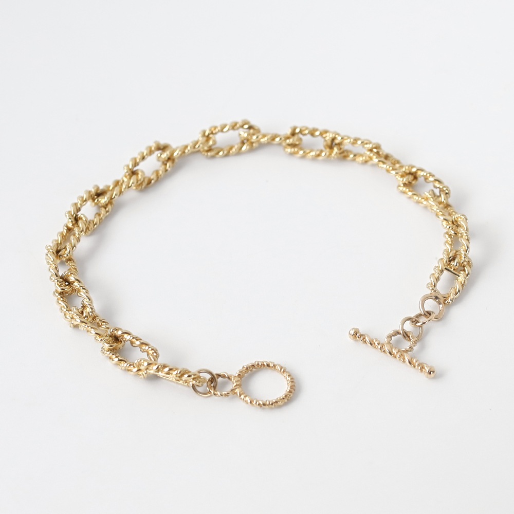 【1970s】TIFFANY&Co. 14k Gold Twist Chain Bracelet
