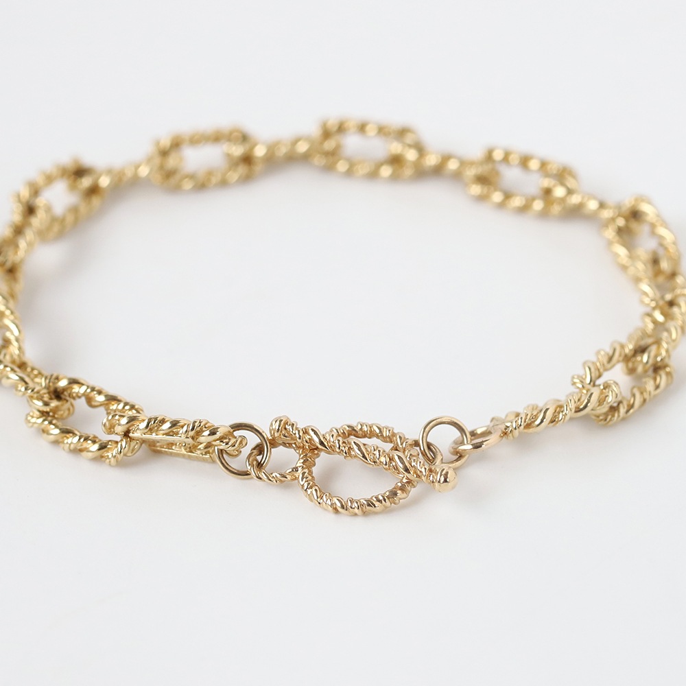 【1970s】TIFFANY&Co. 14k Gold Twist Chain Bracelet