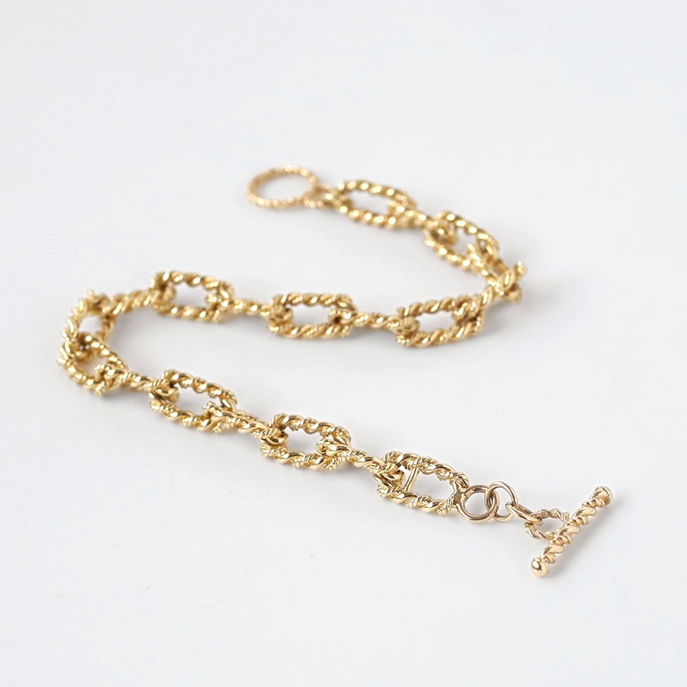 【1970s】TIFFANY&Co. 14k Gold Twist Chain Bracelet