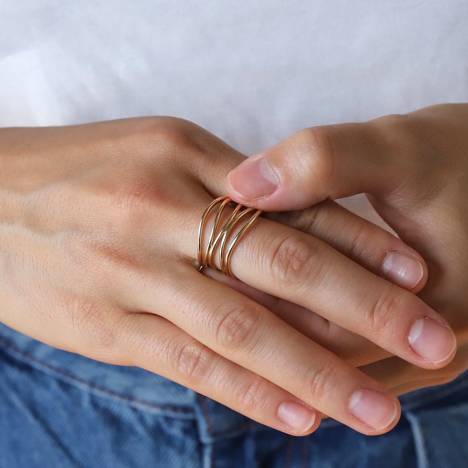 【USED】TIFFANY&Co. 18k Gold Elsa Peretti 5Row Wave Ring