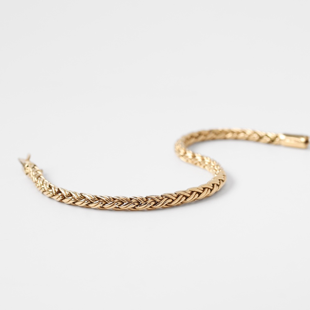 【1980s】TIFFANY&Co. 14k Gold Braid Chain Bracelet