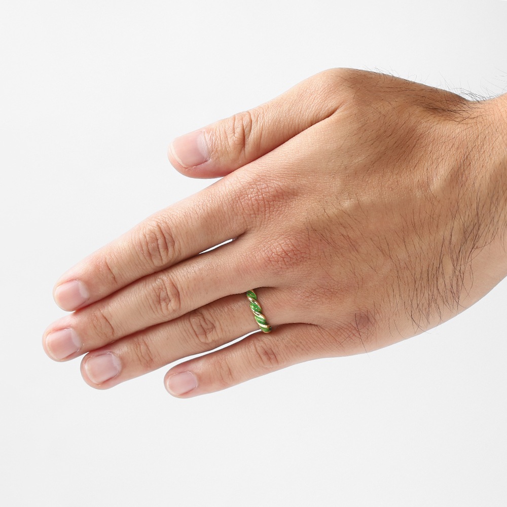 【1980s】TIFFANY&Co. 18k Gold Enamel Twist Ring