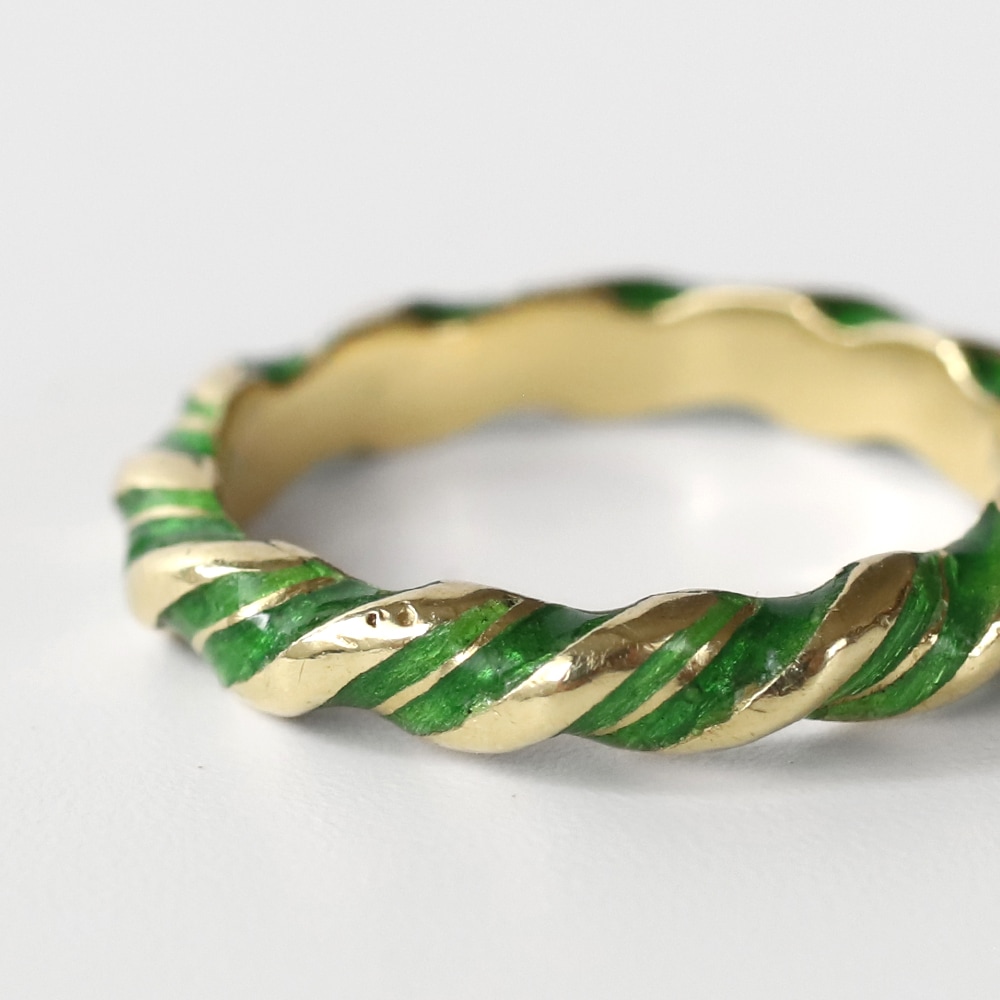 【1980s】TIFFANY&Co. 18k Gold Enamel Twist Ring