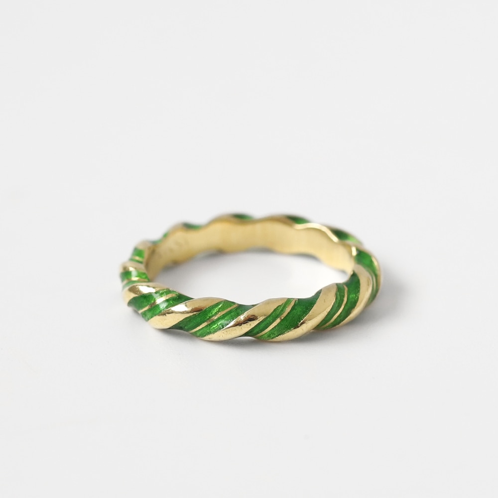 【1980s】TIFFANY&Co. 18k Gold Enamel Twist Ring
