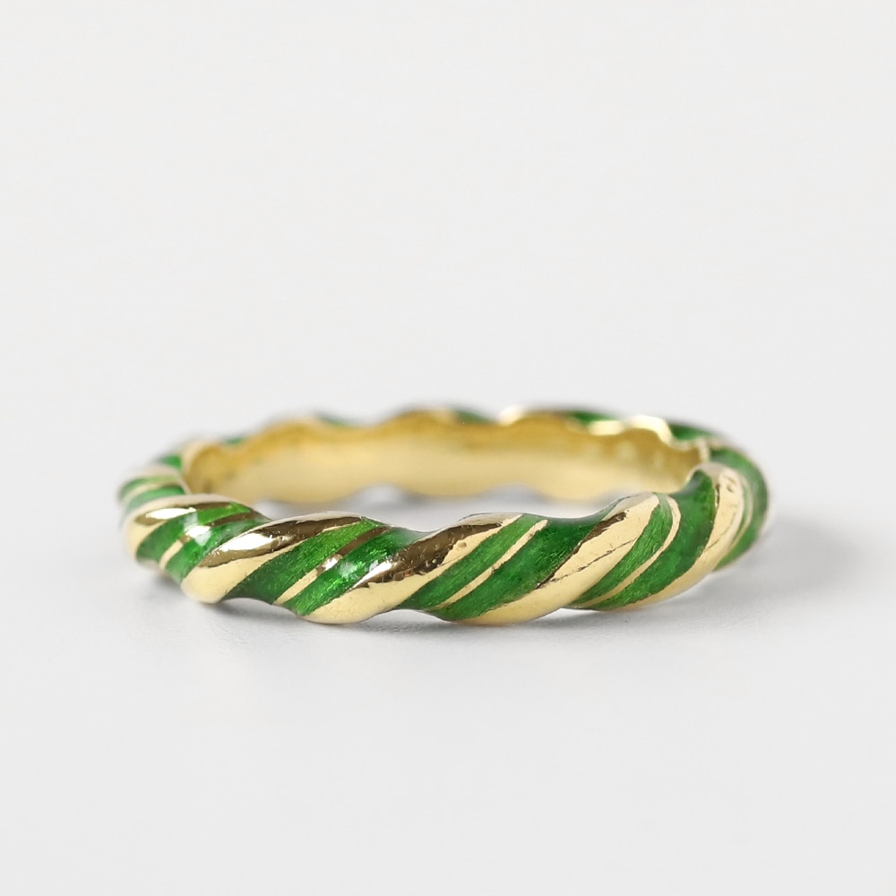 【1980s】TIFFANY&Co. 18k Gold Enamel Twist Ring