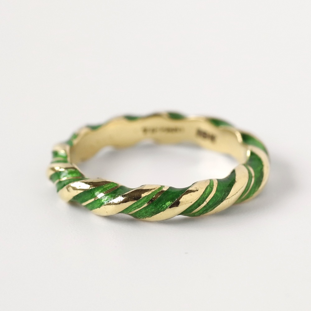【1980s】TIFFANY&Co. 18k Gold Enamel Twist Ring