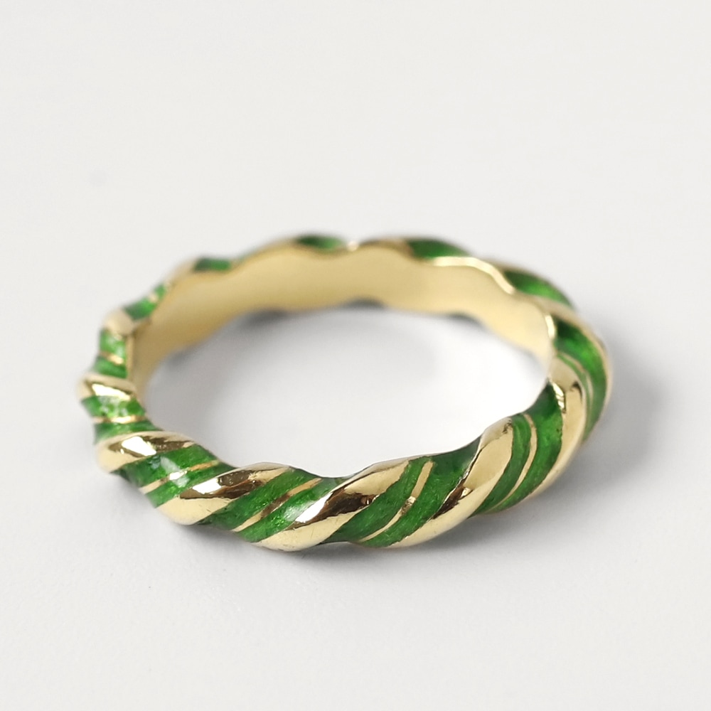 【1980s】TIFFANY&Co. 18k Gold Enamel Twist Ring