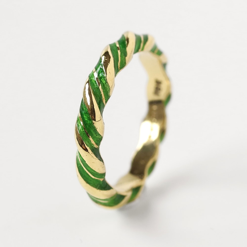 【1980s】TIFFANY&Co. 18k Gold Enamel Twist Ring