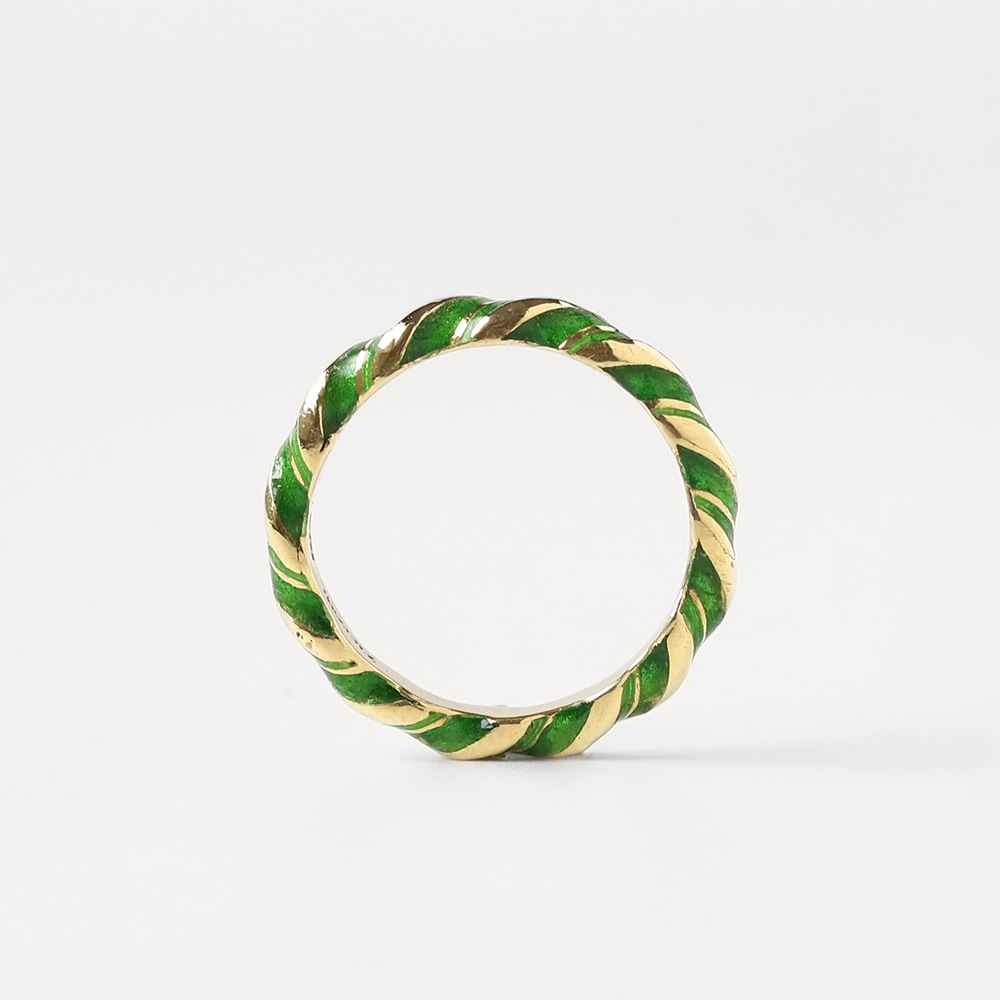 【1980s】TIFFANY&Co. 18k Gold Enamel Twist Ring