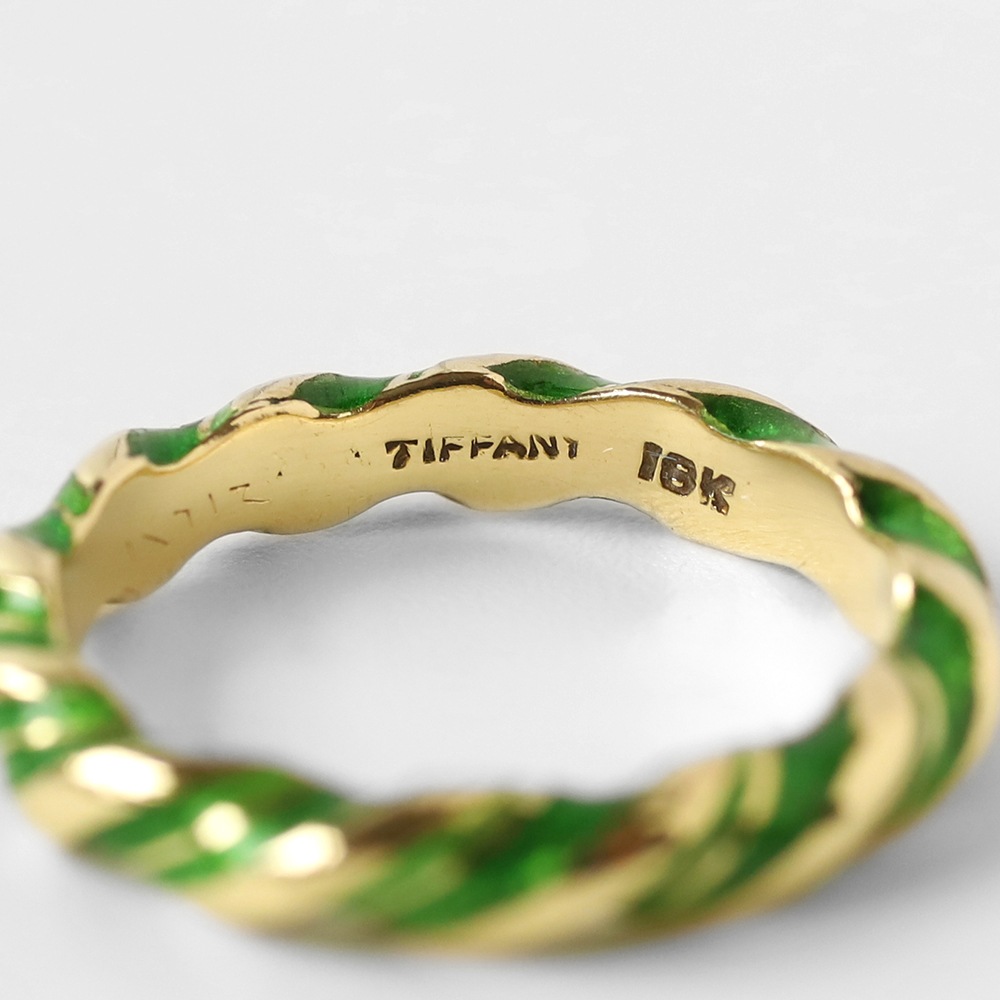 【1980s】TIFFANY&Co. 18k Gold Enamel Twist Ring