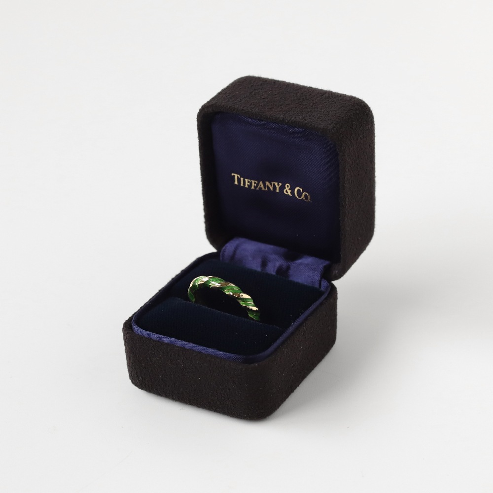 【1980s】TIFFANY&Co. 18k Gold Enamel Twist Ring