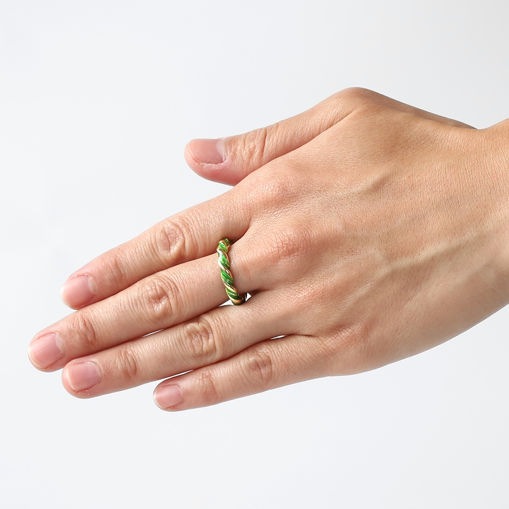 【1980s】TIFFANY&Co. 18k Gold Enamel Twist Ring