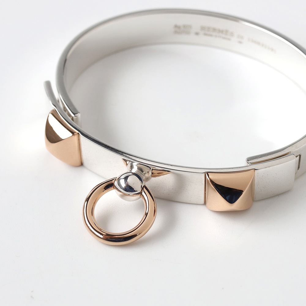 【OLD】HERMES Collier de Chien Bracelet 925×K18PG
