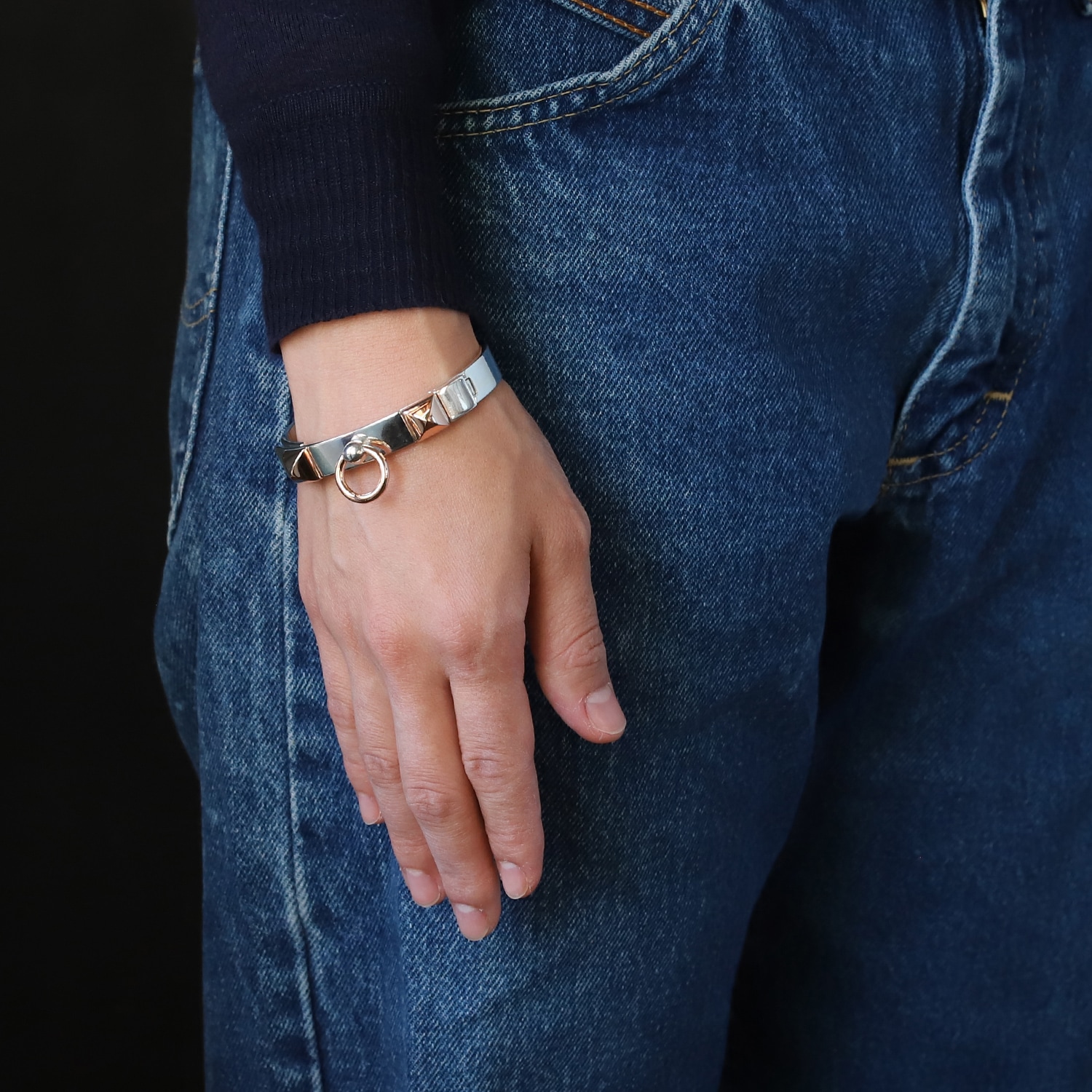 【OLD】HERMES Collier de Chien Bracelet 925×K18PG