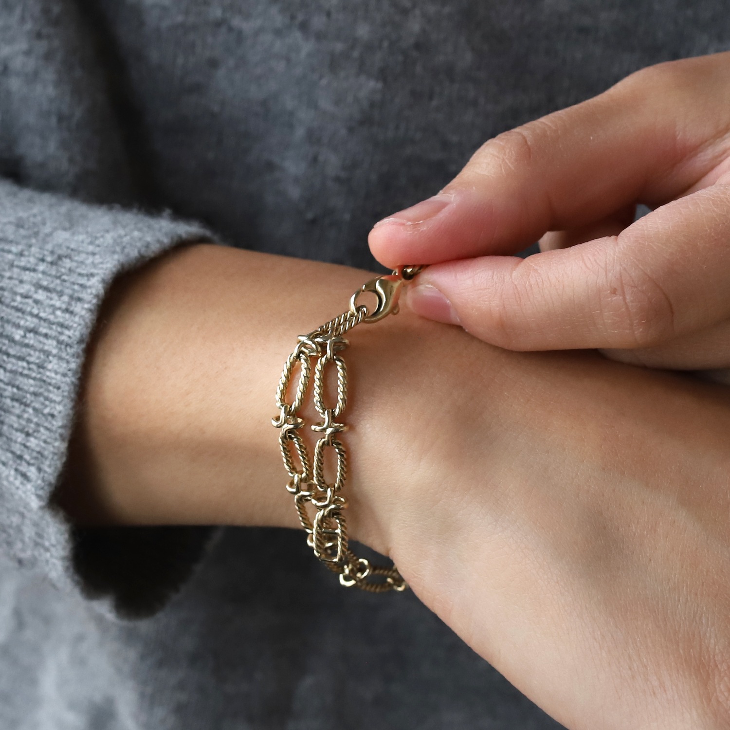 【1980s】TIFFANY&Co. 14k Gold Oval Twist Link Bracelet