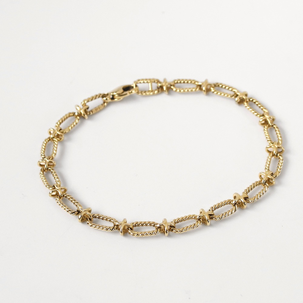 【1980s】TIFFANY&Co. 14k Gold Oval Twist Link Bracelet