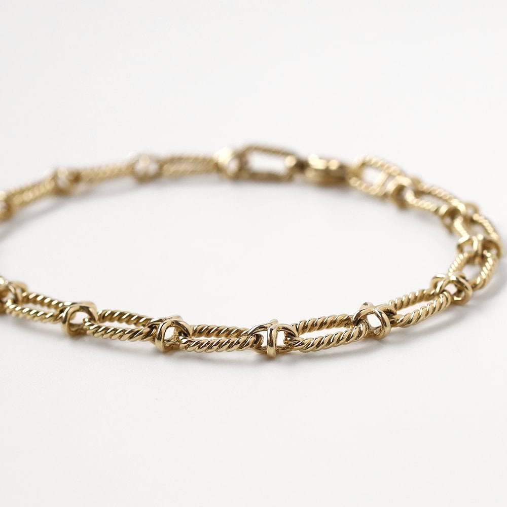 【1980s】TIFFANY&Co. 14k Gold Oval Twist Link Bracelet