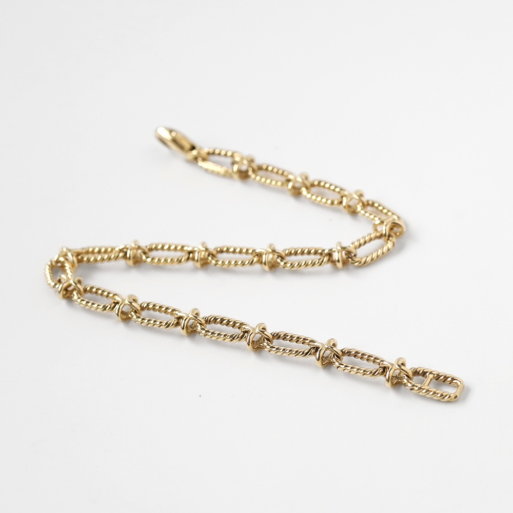 【1980s】TIFFANY&Co. 14k Gold Oval Twist Link Bracelet
