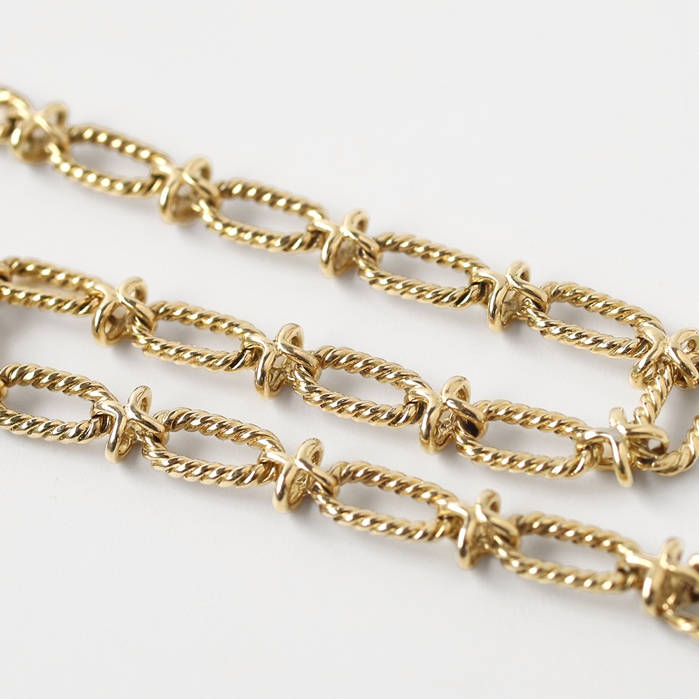 【1980s】TIFFANY&Co. 14k Gold Oval Twist Link Bracelet