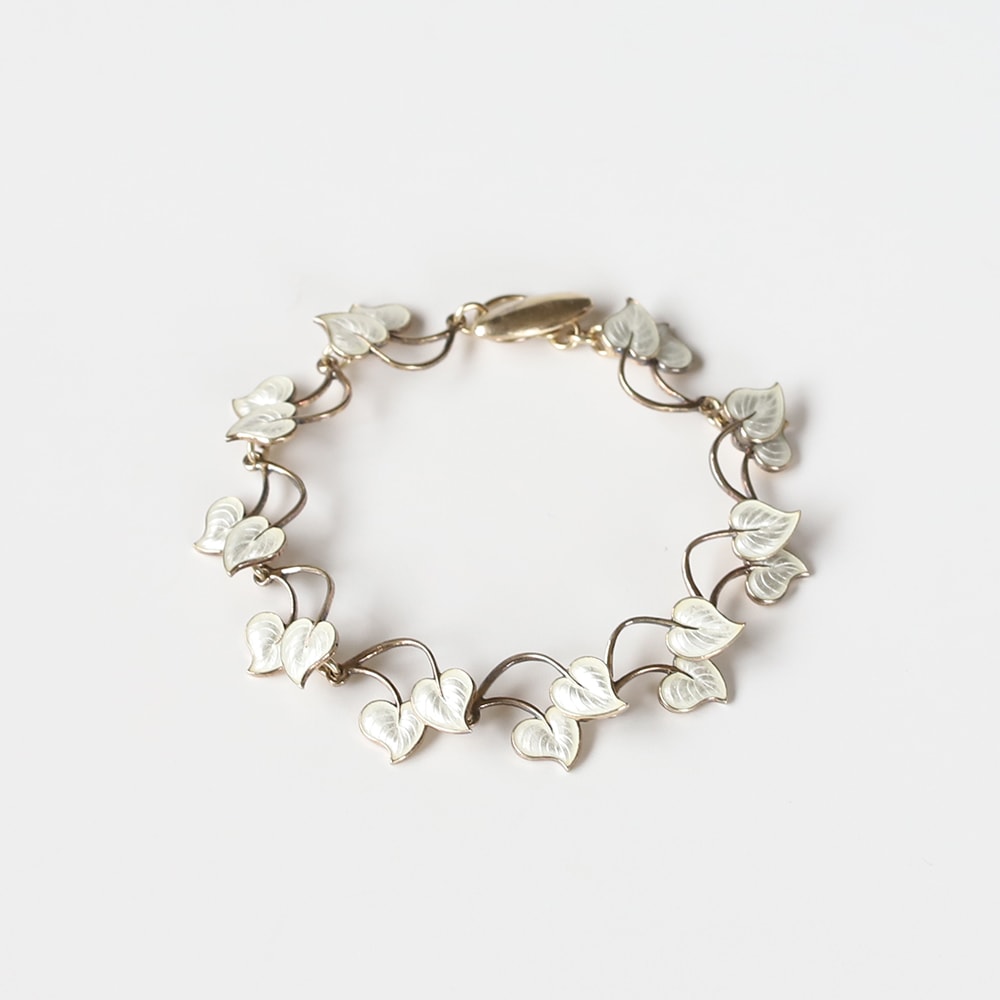 【1960s】Denmark Volmer Bahner<br>Enamel Leaf Bracelet