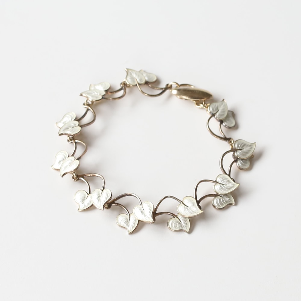 【1960s】Denmark Volmer Bahner<br>Enamel Leaf Bracelet
