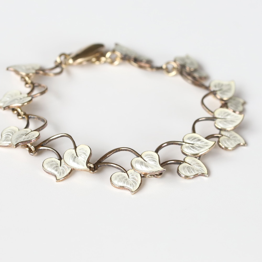 【1960s】Denmark Volmer Bahner<br>Enamel Leaf Bracelet