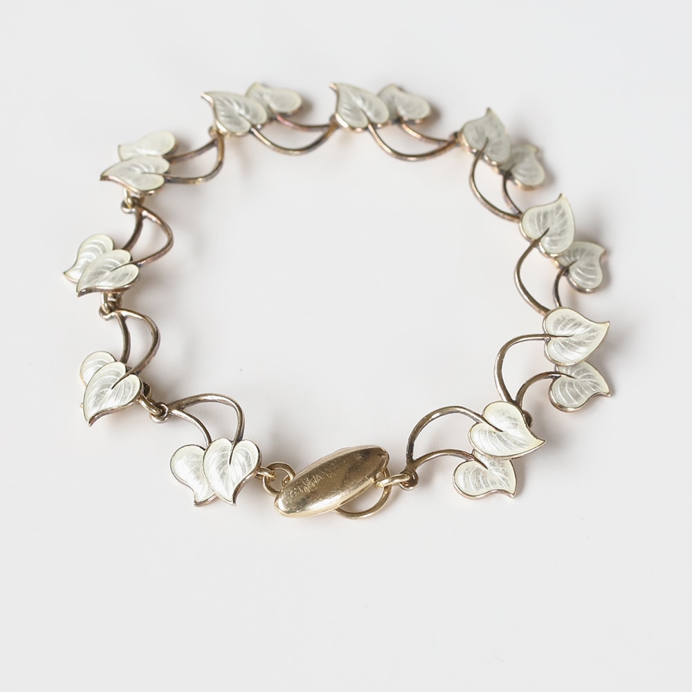 【1960s】Denmark Volmer Bahner<br>Enamel Leaf Bracelet