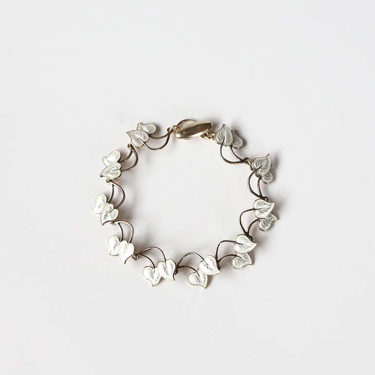 【1960s】Denmark Volmer Bahner<br>Enamel Leaf Bracelet