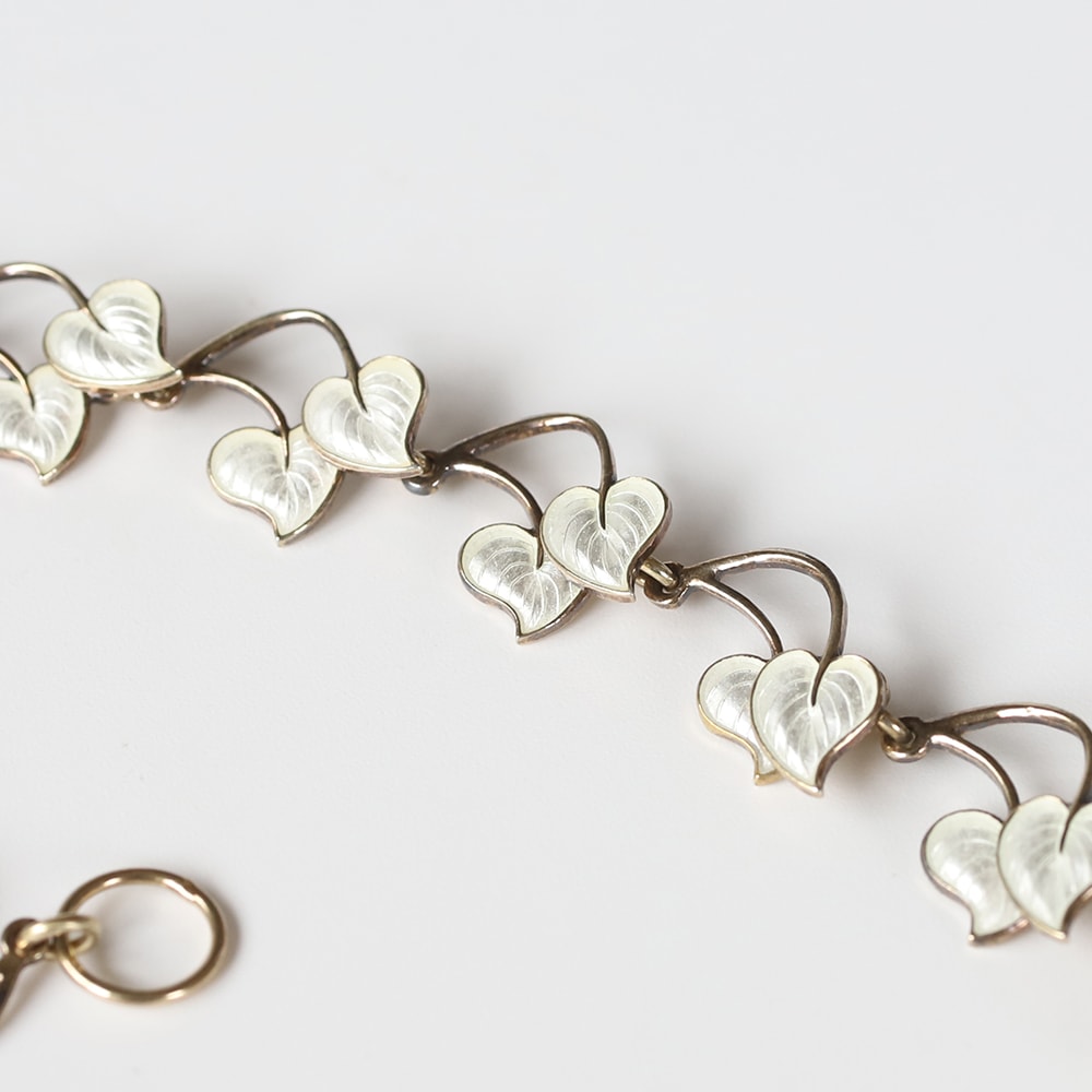 【1960s】Denmark Volmer Bahner<br>Enamel Leaf Bracelet