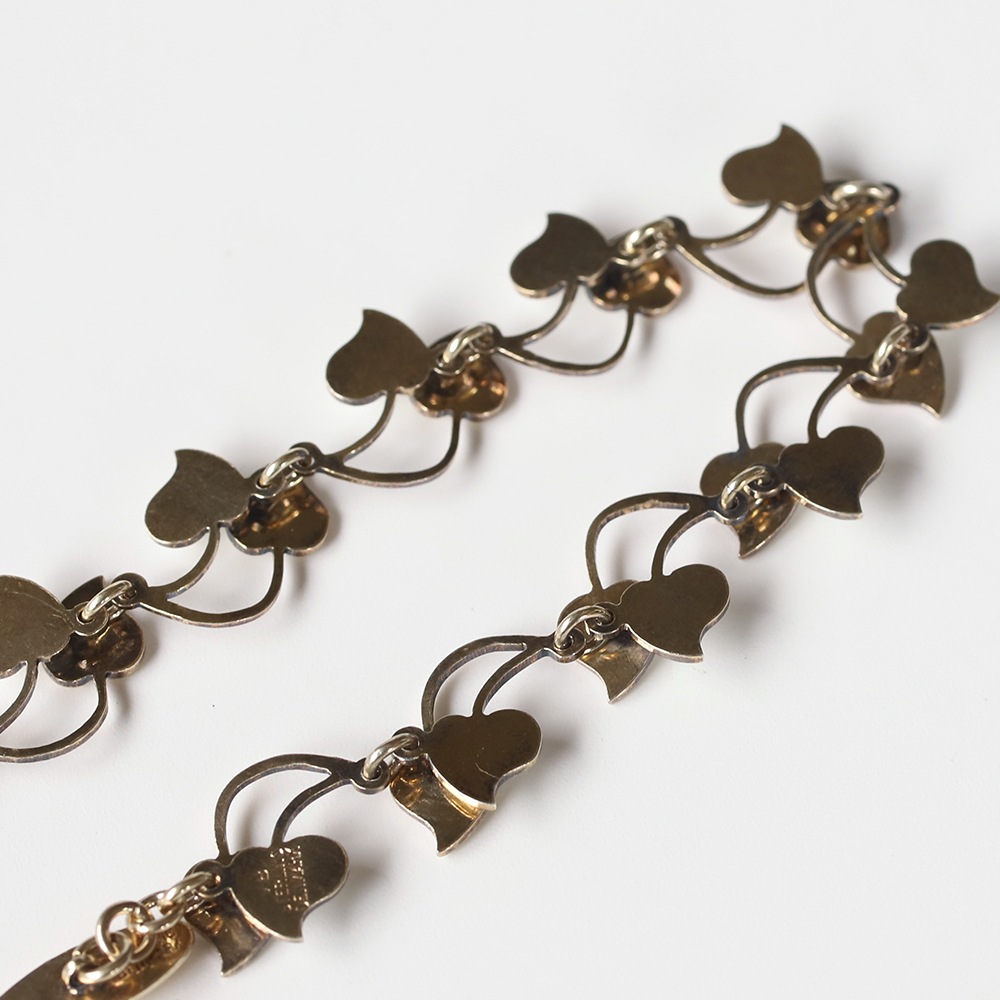 【1960s】Denmark Volmer Bahner<br>Enamel Leaf Bracelet