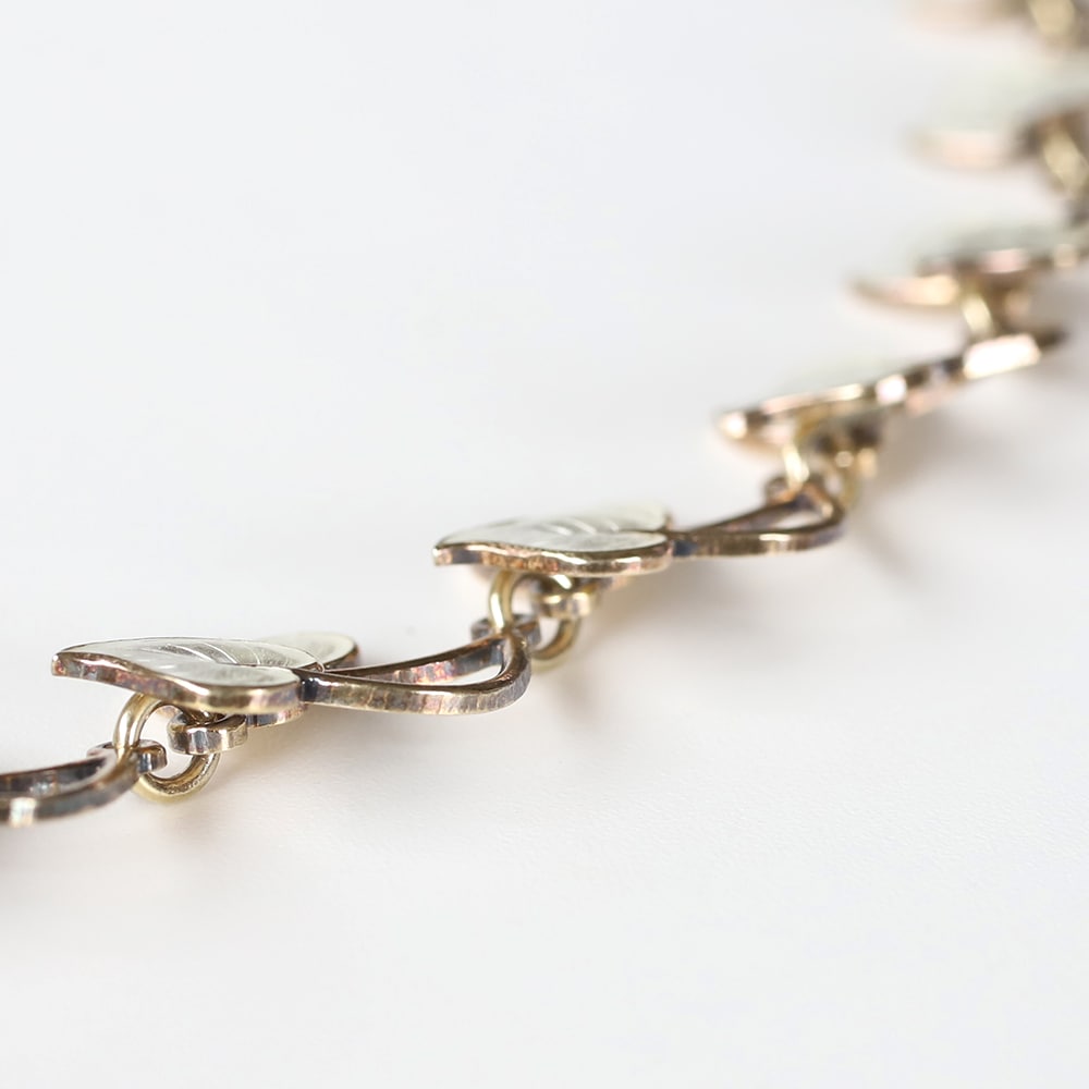 【1960s】Denmark Volmer Bahner<br>Enamel Leaf Bracelet