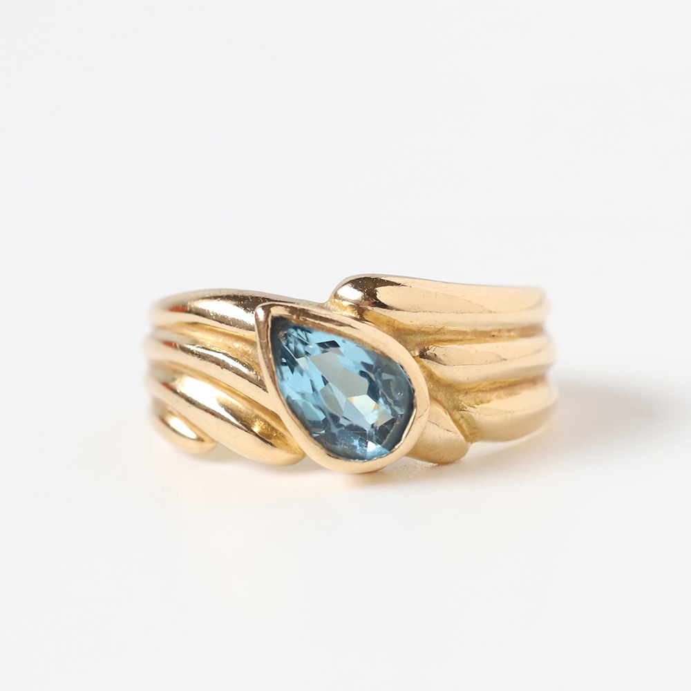 【VINTAGE】FRENCH 18K Gold Topaz Ring YG