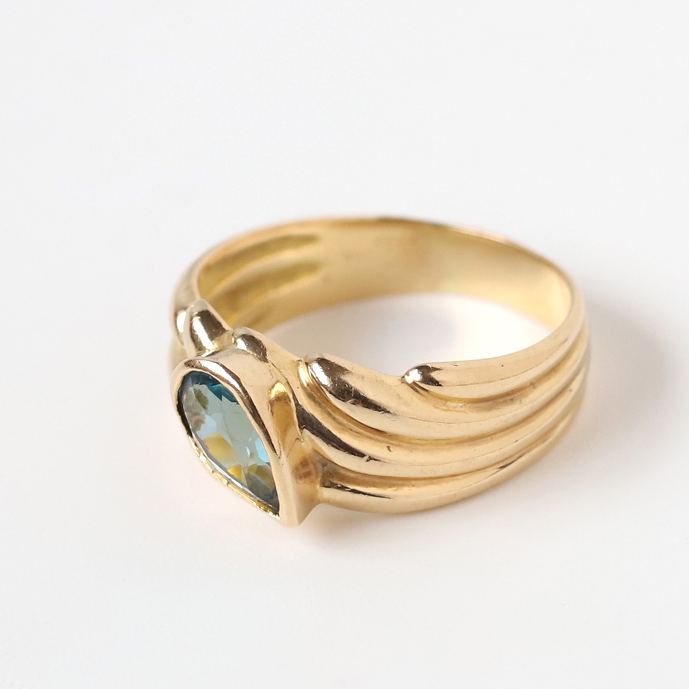 【VINTAGE】FRENCH 18K Gold Topaz Ring YG