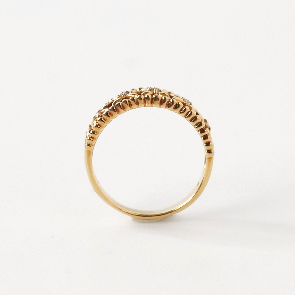 【VINTAGE】18K Gold Diamond Petal Ring YG