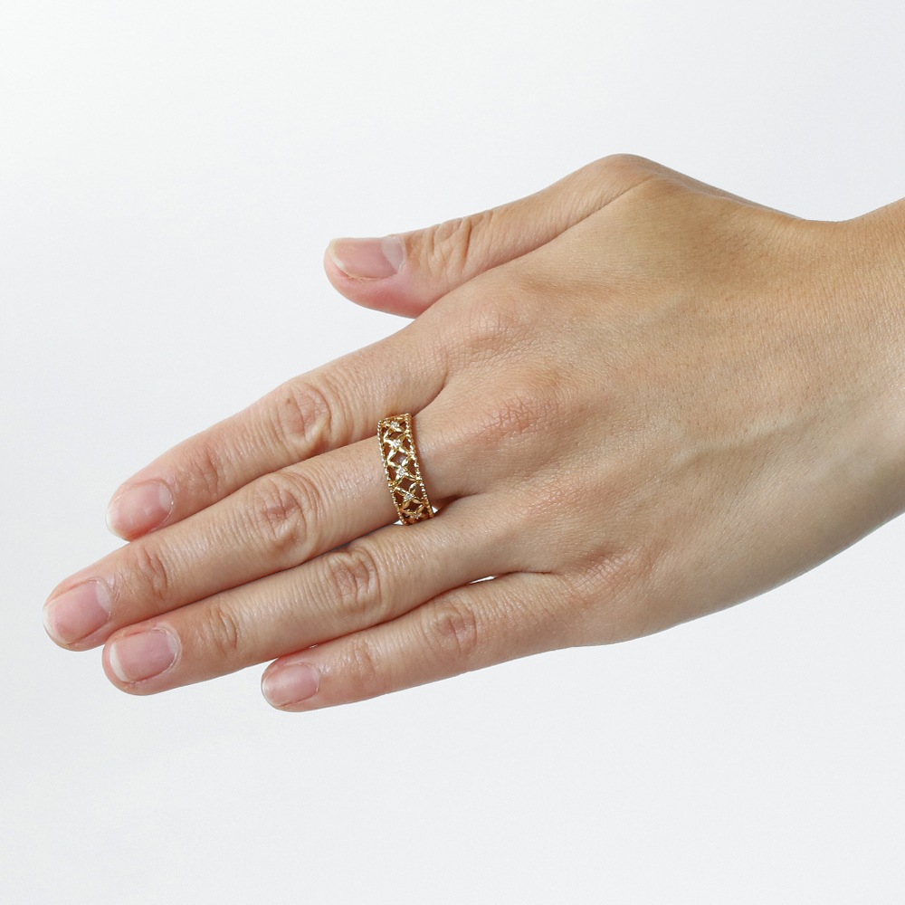 【VINTAGE】18K Gold Diamond Petal Ring YG