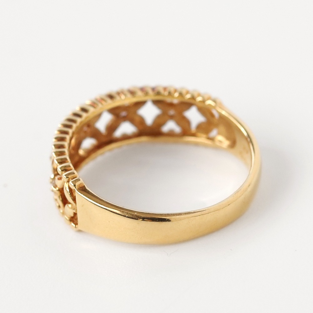 【VINTAGE】18K Gold Diamond Petal Ring YG