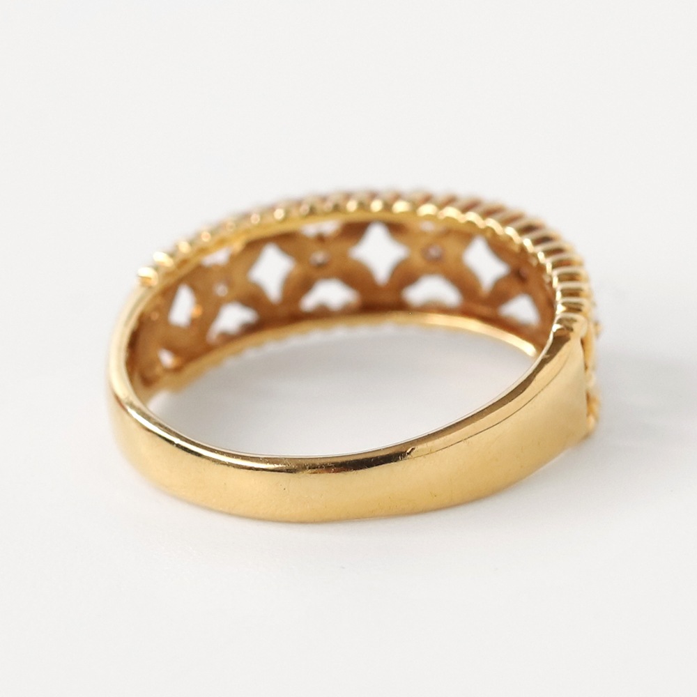 【VINTAGE】18K Gold Diamond Petal Ring YG