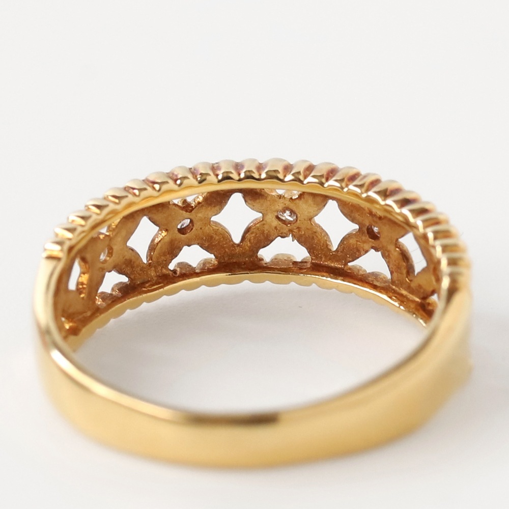 【VINTAGE】18K Gold Diamond Petal Ring YG