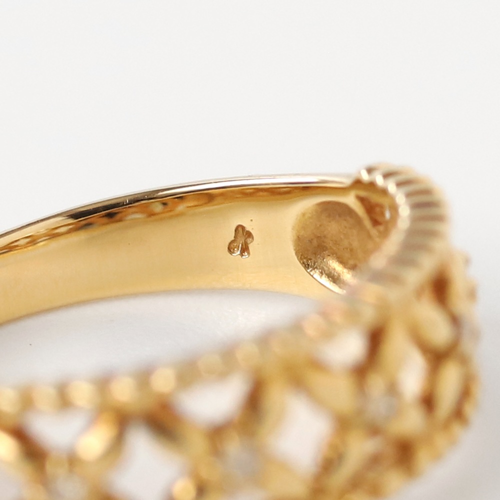 【VINTAGE】18K Gold Diamond Petal Ring YG
