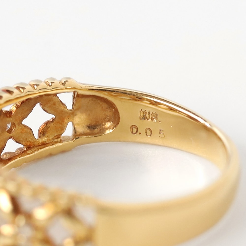 【VINTAGE】18K Gold Diamond Petal Ring YG