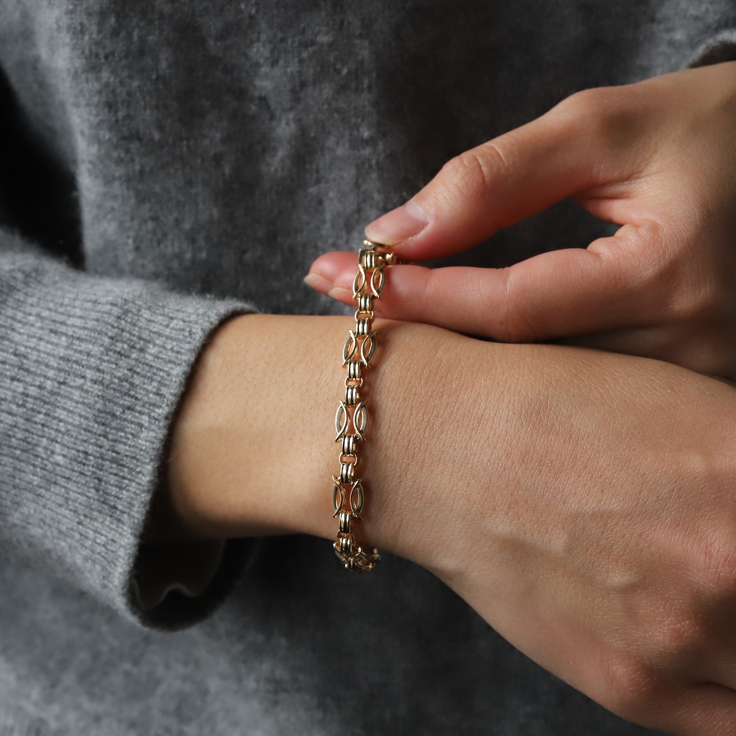 【1960s】TIFFANY&Co. 14k Gold Marquise Link Bracelet