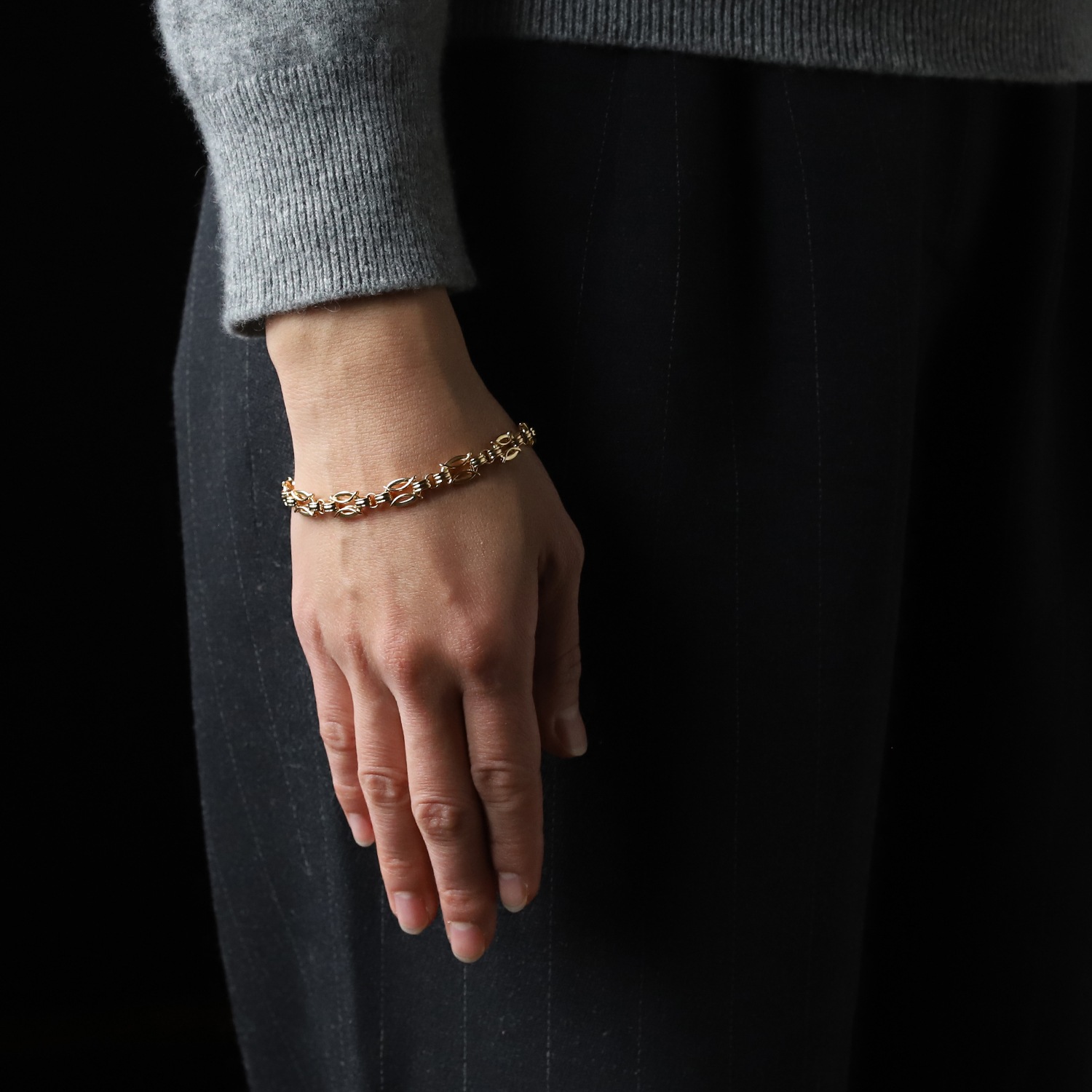 【1960s】TIFFANY&Co. 14k Gold Marquise Link Bracelet