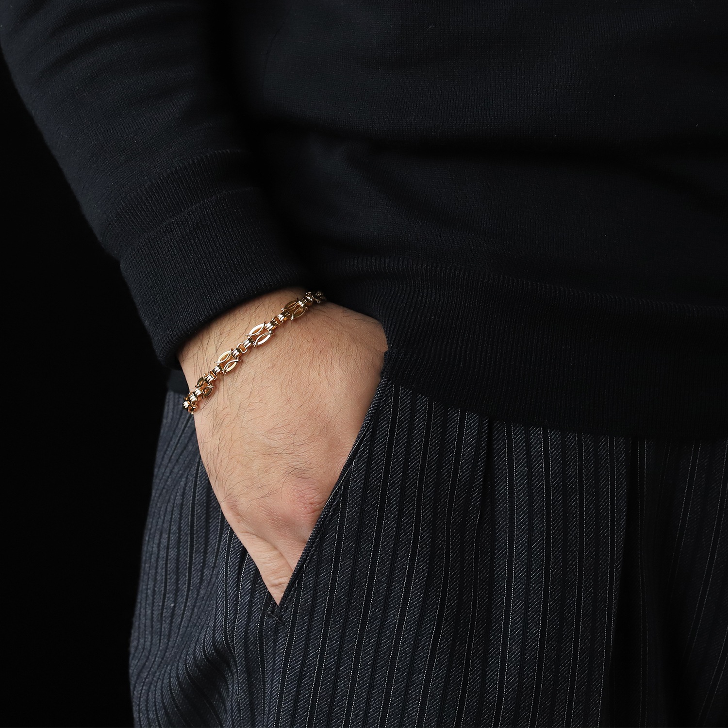 【1960s】TIFFANY&Co. 14k Gold Marquise Link Bracelet