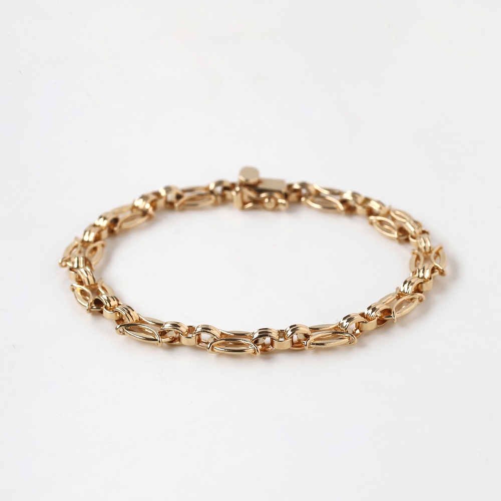 【1960s】TIFFANY&Co. 14k Gold Marquise Link Bracelet