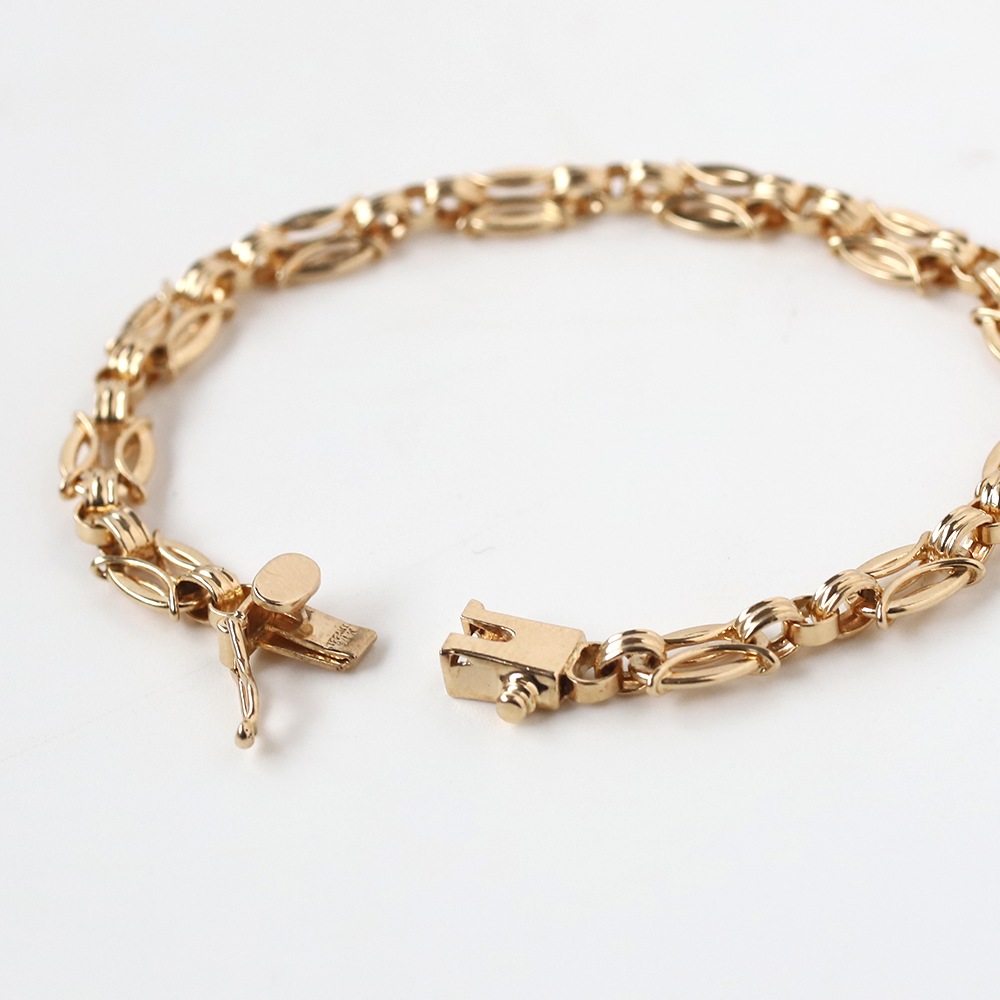 【1960s】TIFFANY&Co. 14k Gold Marquise Link Bracelet