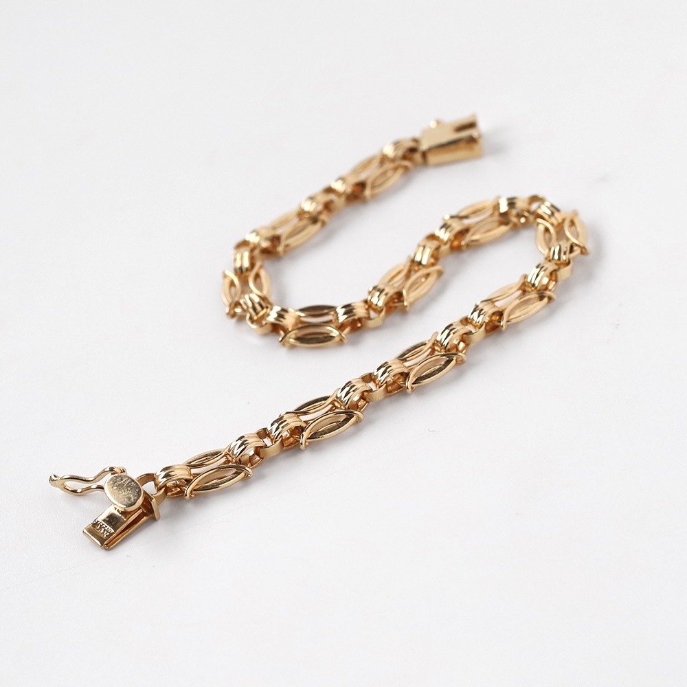 【1960s】TIFFANY&Co. 14k Gold Marquise Link Bracelet